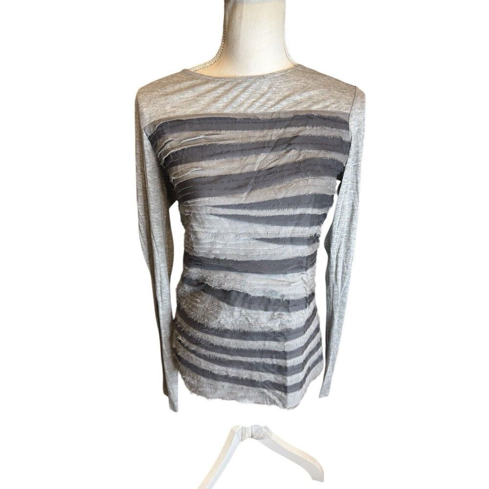 Diane Von Furstenberg Top Womens M Gray Silk Blend Ruffle Layers Whimsigoth